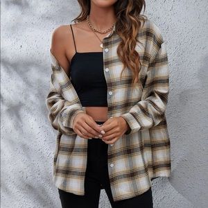 Plaid print drop shoulder shirt